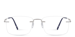 Shop Silhouette The Visionary Rimless Rectangle Eyeglasses in Silver online.