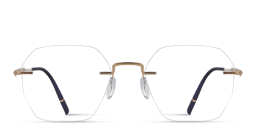 Shop Silhouette The Visionary Rimless Irregular Eyeglasses in Gold online.