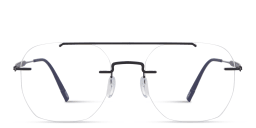 Shop Silhouette The Visionary Rimless Square Eyeglasses in Black online.