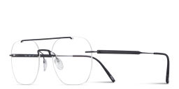 Shop Silhouette The Visionary Rimless Square Eyeglasses in Black online.