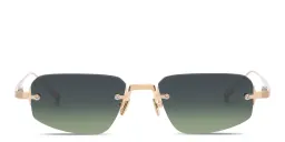 Shop AKONI Juno-Three Unisex Rimless Rectangle Sunglasses in Brushed 12K Gold & Silver online.