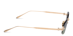 Shop AKONI Juno-Three Unisex Rimless Rectangle Sunglasses in Brushed 12K Gold & Silver online.