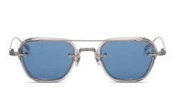 Shop AKONI Jura Unisex Square Sunglasses in Transparent Grey online.