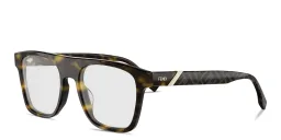 Shop FENDI Diagonal Square Eyeglasses in Dark Havana online.