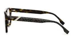 Shop FENDI Diagonal Square Eyeglasses in Dark Havana online.