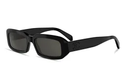 Shop CELINE Triomphe Rectangular Sunglasses in Black online.