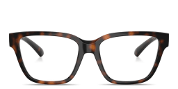 Shop BURBERRY Logo Signature Square Eyeglasses in Dark Havana online.