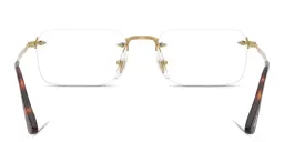 Shop PERSOL Luc Unisex Wide Rimless Rectangle Eyeglasses in Gold online.