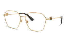 Shop Dolce & Gabbana DG Wide Panthos Eyeglasses in Gold online.