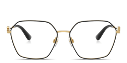 Shop Dolce & Gabbana DG Wide Panthos Eyeglasses in Gold Black online.