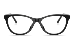 Shop Dolce & Gabbana Logo Signature Wide Cat-Eye Eyeglasses in Black online.