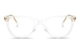 Shop Dolce & Gabbana Logo Signature Wide Cat-Eye Eyeglasses in Crystal online.