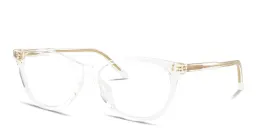 Shop Dolce & Gabbana Logo Signature Wide Cat-Eye Eyeglasses in Crystal online.