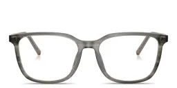 Shop Dolce & Gabbana Logo Signature Square Eyeglasses in Grey On Striped Grey online.