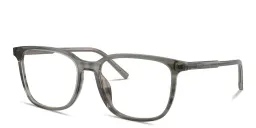 Shop Dolce & Gabbana Logo Signature Wide Square Eyeglasses in Grey On Striped Grey online.