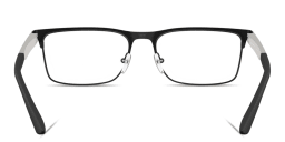 Shop Emporio Armani Engraved Logo Wide Rectangle Eyeglasses in Matte Black online.