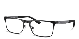 Shop Emporio Armani Engraved Logo Wide Rectangle Eyeglasses in Black online.