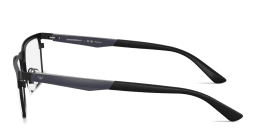 Shop Emporio Armani Engraved Logo Wide Rectangle Eyeglasses in Black online.