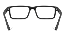 Shop Emporio Armani Eagle Logo Wide Rectangle Eyeglasses in Matte Black online.