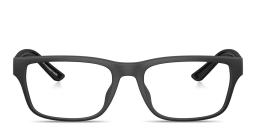 Shop Emporio Armani Eagle Logo Pillow Eyeglasses in Rubber Matte Black online.