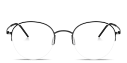 Shop GIORGIO ARMANI Engraved Logo Half-Rim Panthos Eyeglasses in Matte Black online.