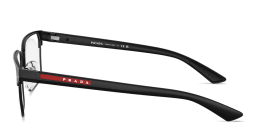Shop Prada Linea Rossa Logo Signature Wide Square Eyeglasses in Matte Black online.