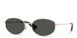 Shop BURBERRY Engraved Logo Oval Sunglasses in Light Gold online.