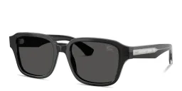 Shop BURBERRY Engraved Logo Square Sunglasses in Grey online.