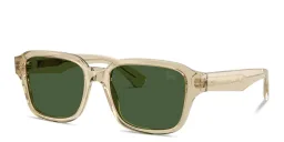 Shop BURBERRY Engraved Logo Square Sunglasses in Beige online.