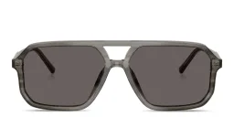 Shop Dolce & Gabbana Logo Signature Unisex Pilot Sunglasses in Grey On Striped Grey online.