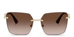 Shop Dolce & Gabbana Rhinestone-Embellished Oversized Rimless Square Sunglasses in Gold online.