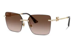 Shop Dolce & Gabbana Rhinestone-Embellished Oversized Rimless Square Sunglasses in Gold online.