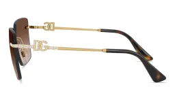 Shop Dolce & Gabbana Rhinestone-Embellished Oversized Rimless Square Sunglasses in Gold online.