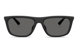 Shop Emporio Armani Eagle Logo Pillow Sunglasses in Matte Black online.