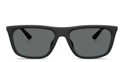 Shop Emporio Armani Eagle Logo Pillow Sunglasses in Black online.