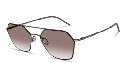 Shop GIORGIO ARMANI Engraved Logo Square Sunglasses in Matte Brown online.