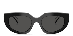 Shop PRADA Logo Signature Oval Sunglasses in Black online.