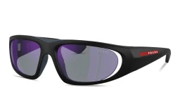Shop Prada Linea Rossa Logo Signature Irregular Sunglasses in Matte Black online.