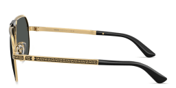 Shop VERSACE Medusa Square Sunglasses in Black Gold online.