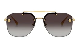 Shop VERSACE Medusa Rimless Square Sunglasses in Gold online.