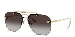 Shop VERSACE Medusa Rimless Square Sunglasses in Gold online.