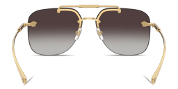 Shop VERSACE Medusa Rimless Square Sunglasses in Gold online.