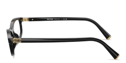 Shop MIU MIU Vertical Logo Oval Eyeglasses in Black online.