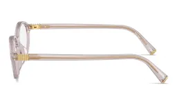 Shop MIU MIU Vertical Logo Oval Eyeglasses in Transparent mauve online.