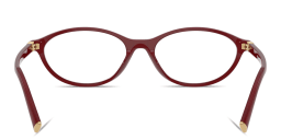 Shop MIU MIU Vertical Logo Oval Eyeglasses in Opal Burgundy online.
