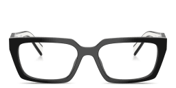 Shop PRADA Logo Print Rectangle Eyeglasses in Black online.