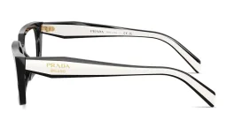 Shop PRADA Logo Print Rectangle Eyeglasses in Black online.