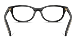 Shop PRADA Logo Signature Oval Eyeglasses in Black online.