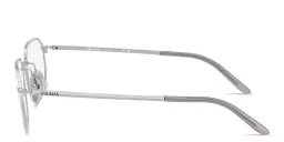 Shop PRADA Engraved Logo Irregular Eyeglasses in Silver online.