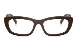 Shop PRADA Engraved Logo Irregular Eyeglasses in Cigar online.
